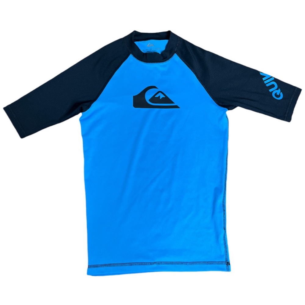 QUIKSILVER Gorpcore Athleisure All Time Rash Guard Cap Sleeves Blue Mens XS - Picture 4 of 13